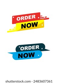 Order now banner badge icon Vector illustration on isolated white background Business concept order now. Announcement With Badge Word Element Design. Order Now Banner for Promotion of Your Business