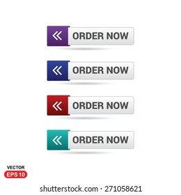 Order now Button. Abstract beautiful text button with icon. Purple Button, Blue Button, Red Button, Green Button, Turquoise button. web design element. Call to action icon button. Banner Set
