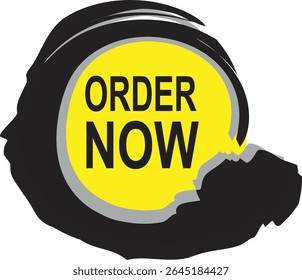 "ORDER NOW" button with a shopping cart icon, featuring a grunge, distressed border. Ideal for e-commerce websites and promotional materials.