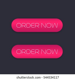 order now, buttons for web, pink on dark