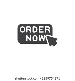 Order now click vector icon. filled flat sign for mobile concept and web design. Order now button glyph icon. Symbol, logo illustration. Vector graphics