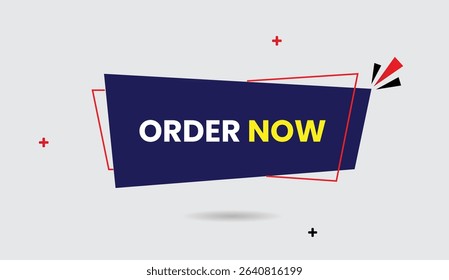 Order now editable web banner icon badge sticker label with blue dark shapes on white abstract gray background perfect for ads promotions website branding modern unique design to attract customers