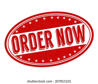Order now grunge rubber stamp on white, vector illustration