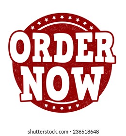 Order now grunge rubber stamp on white, vector illustration