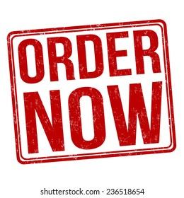 Order now grunge rubber stamp on white, vector illustration