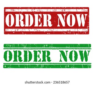 Order now grunge rubber stamps on white, vector illustration