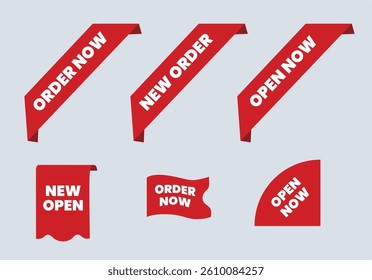 Order now label collection New arrival tags and stickers set
