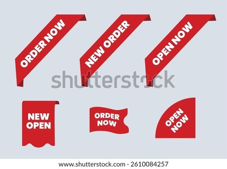 Order now label collection New arrival tags and stickers set
