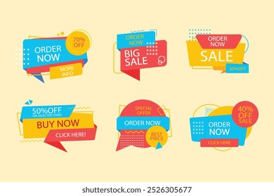 order now label collection. order now sale banner