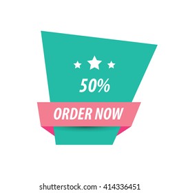 Order Now Label Design  pink and green