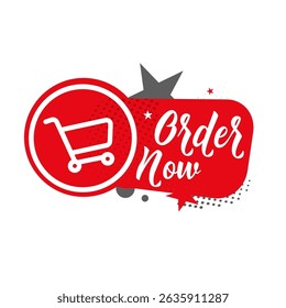 rótulo order now — ilustração de vetor