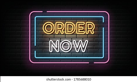 Order now neon signs vector. Design template neon sign