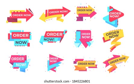 Order now online shopping web banners. vector illustration.