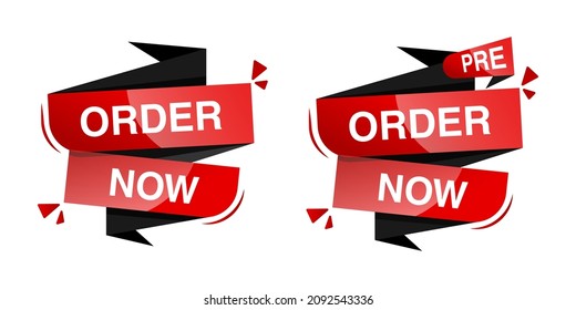 Order Now. Pre Order Now Tag. Banner Icon. Vector Illustration