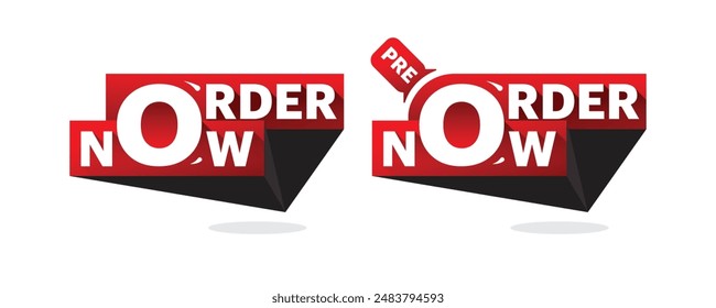 ordenar ahora, pre order now etiqueta, Anuncio, icono, Ilustración vectorial