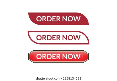 Order now red ribbon label banner set. Open available now sign or Order now tag.