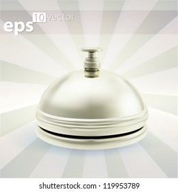 Order now: silver chrome reception shiny bell with reflections, eps10 vector icon illustration