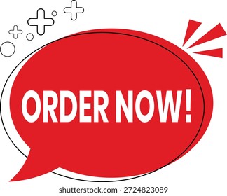 Diseño de llamada de burbuja de discurso a la acción. Etiqueta promocional roja en negrita para la conversión instantánea. Perfecto para anuncios de comercio electrónico, Anuncios de marketing y gráficos de Web.