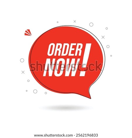 Order Now speech bubble icon badges. Sale quality tags and labels. Template banner shopping badges. Special offer, buy now, sale, discount, shop, black friday. Vector illustration.