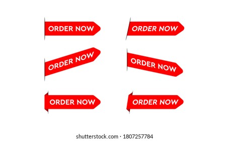 Order now sticker set banner design template.