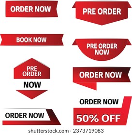 Order Now tags Pre order and discount tags are available in vector file can be used as commercial