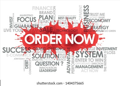 Order Now in word cloud and white background