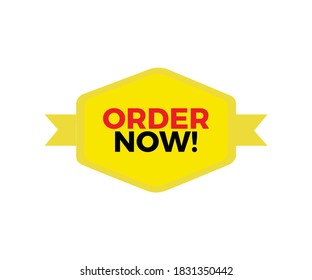 Order Now yellow color vector abstract badge