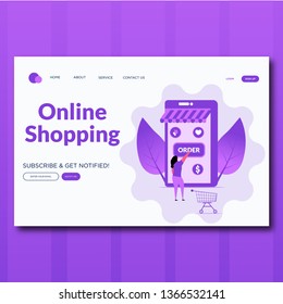 Order online concept with character. Flat characters illustration. Landing page for web.