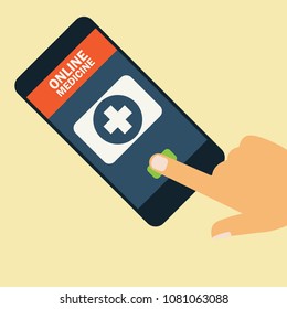 order online medicine on smartphone application. vector illustration