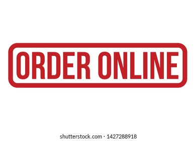 Order Online Rubber Stamp. Red Order Online Stamp Seal – Vector