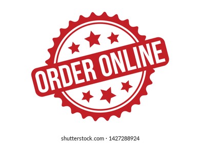 Order Online Rubber Stamp. Red Order Online Stamp Seal – Vector