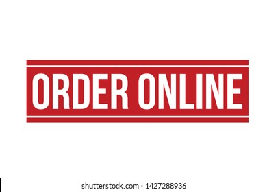 Order Online Rubber Stamp. Red Order Online Stamp Seal – Vector