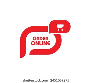 order online sign on white background