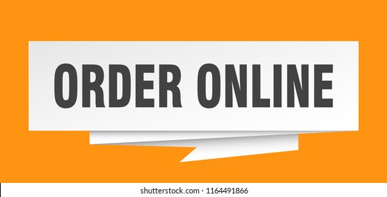 order online sign. order online paper origami speech bubble. order online tag. order online banner