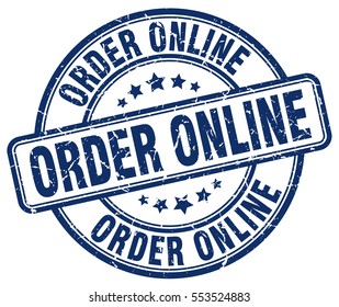 order online. stamp. blue round grunge vintage order online sign