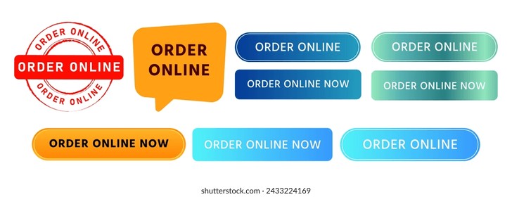 order online stamp speech bubble and button business market sale purchase buy offer