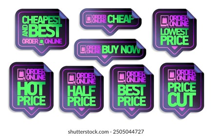 Order online stickers set - cheapest and best, buy now, price cut and best price, etc.