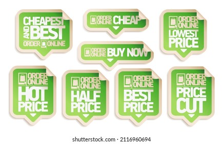 Order Online Vector Price Tag Sale Stickers Set - Cheapest And Best, Buy Now, Price Cut And Best Price