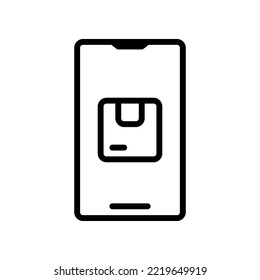 Order Package Online icon, order goods online using a smartphone.