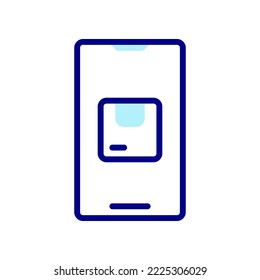 Icono de paquete de pedido en línea, solicite artículos en línea usando un smartphone.
