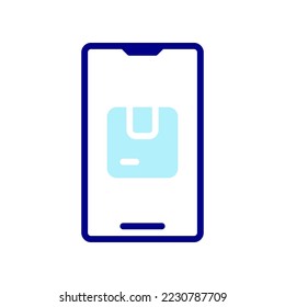 Order Package Online icon, order goods online using a smartphone.