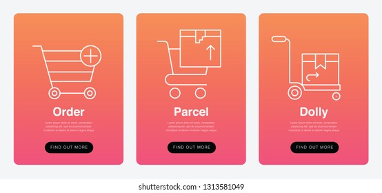 Order, Parcel, Dolly, New And Modern Trends. Can Use For Marketing And Promotion, Web, Mobile, Infographics, Editorial, Commercial Use And Others. Vector. 