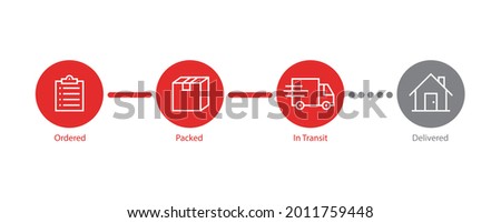 Order parcel processing delivery icon, Track and trace processing status sign, Stages of product tracking progress bar with Textbox, Template design, Vector illustration