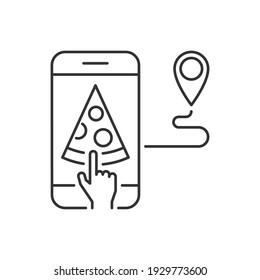 Pedir pizza en el icono lineal de la aplicación móvil