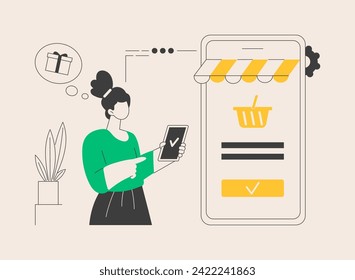 Order placed abstract concept vector illustration. E-commerce model, online store delivery, booking process, order placed, courier service, shipping conditions, purchase made abstract metaphor.