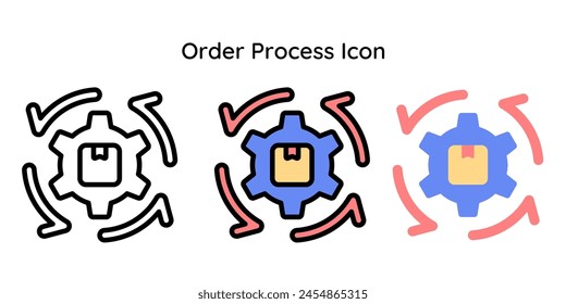 Order Process Icon. Line, Line Color, Flat Style.