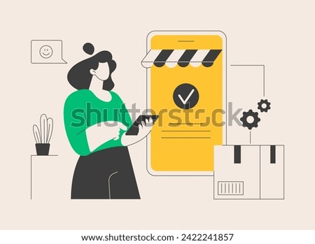 Order processed abstract concept vector illustration. Order confirmed, purchase process finished, booking details processed, online store notification, confirmation page abstract metaphor.