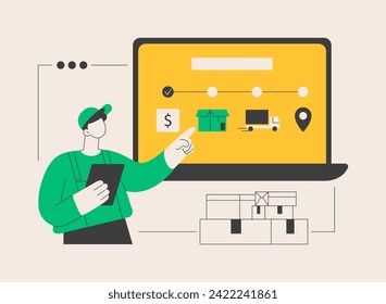 Order processing abstract concept vector illustration. Inventory management, warehouse processing software, online booking process, customer service, order handling center abstract metaphor.