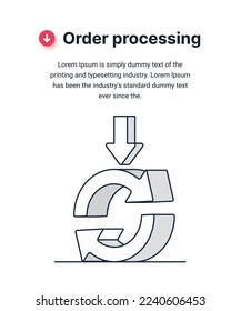 Order processing concept. Graphic element for website, infographics. Online shopping and home delivery, logistics and transportation. Design element for landing page. Cartoon flat vector illustration