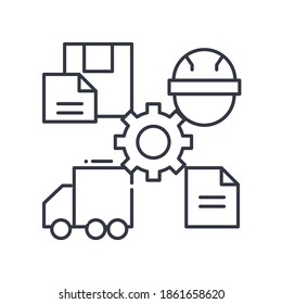 Order processing concept icon, linear isolated illustration, thin line vector, web design sign, outline concept symbol with editable stroke on white background.